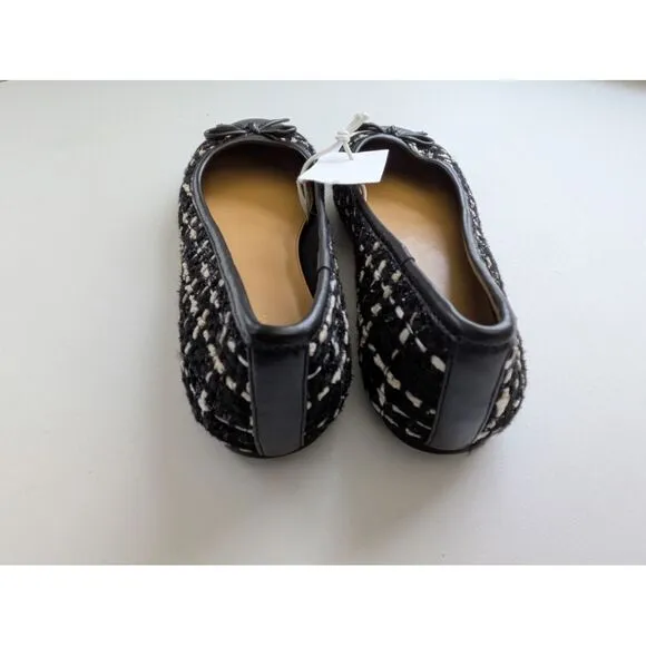 J. Crew Factory Tweed Cap Toe Ballet Flats Size 7 1/2 7.5 Black NWT $128‎ CA780