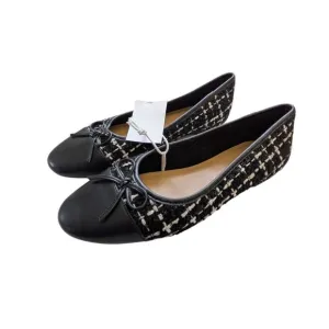J. Crew Factory Tweed Cap Toe Ballet Flats Size 7 1/2 7.5 Black NWT $128‎ CA780