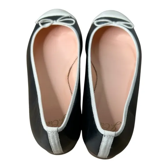 J. Crew Kiki Ballet Flats Cap Toe Black Ivory NWOT Size 8.5