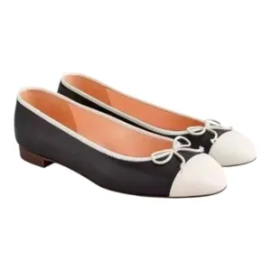J. Crew Kiki Ballet Flats Cap Toe Black Ivory NWOT Size 8.5