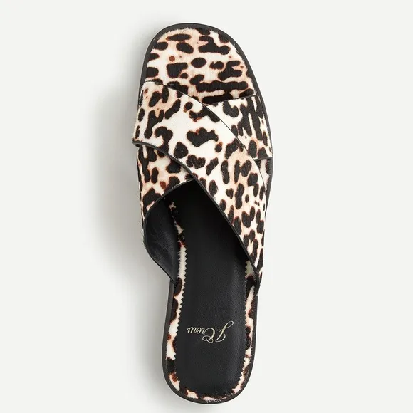 🆕{{J. Crew} Leopard Calf Hair Cross-Strap Sandals