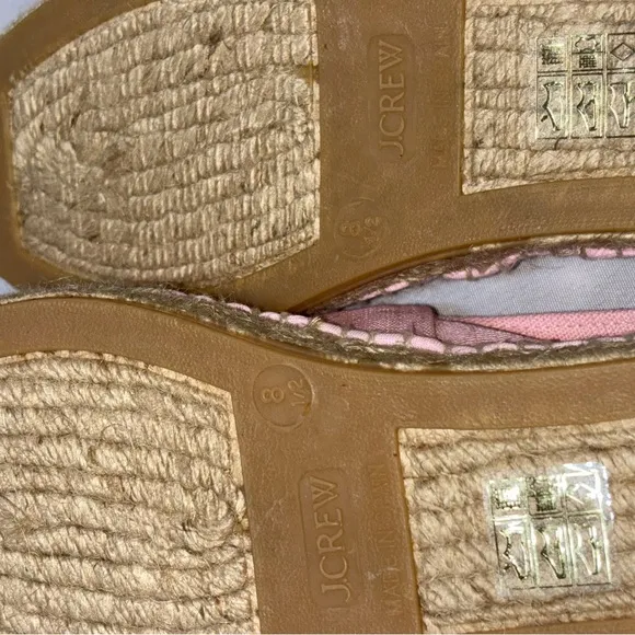 J. Crew Made-in-Spain Espadrille Flats in Linen Size 8.5 Pink