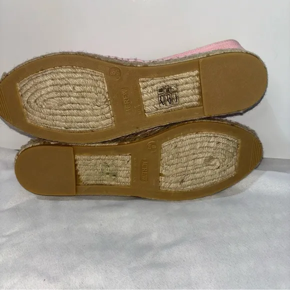 J. Crew Made-in-Spain Espadrille Flats in Linen Size 8.5 Pink