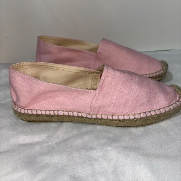 J. Crew Made-in-Spain Espadrille Flats in Linen Size 8.5 Pink