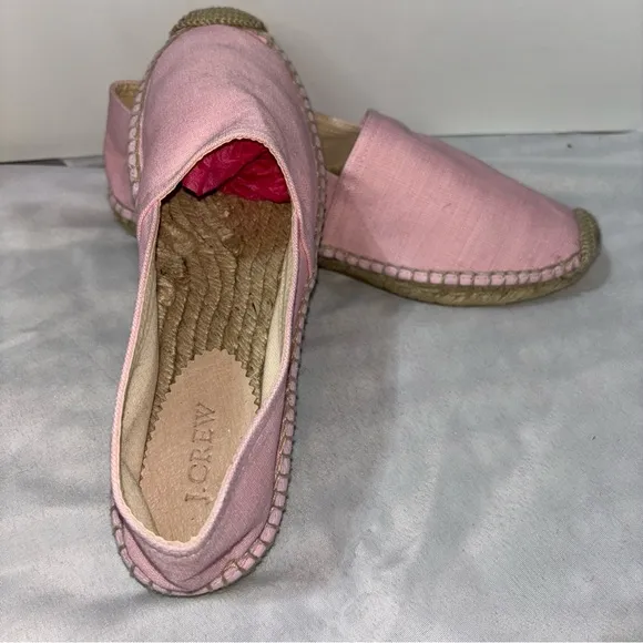 J. Crew Made-in-Spain Espadrille Flats in Linen Size 8.5 Pink