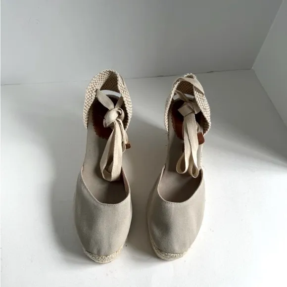 J. Crew Made-in-Spain lace-up high-heel espadrilles Size 10