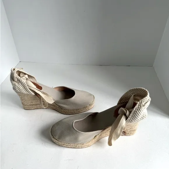 J. Crew Made-in-Spain lace-up high-heel espadrilles Size 10