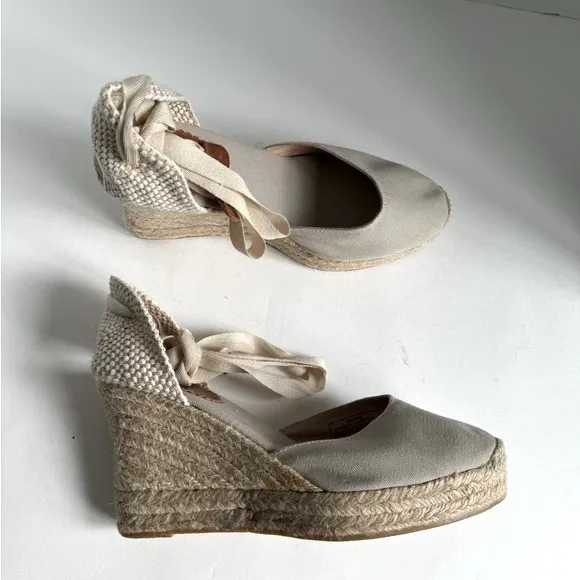 J. Crew Made-in-Spain lace-up high-heel espadrilles Size 10