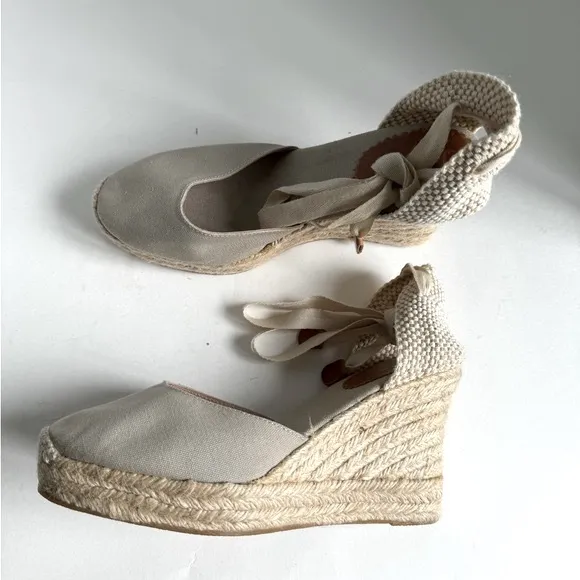 J. Crew Made-in-Spain lace-up high-heel espadrilles Size 10