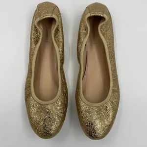 J. Crew RARE EUC Lea Ballet Flats in Gold Metallic Leather Crinkle G0972 Sz 10