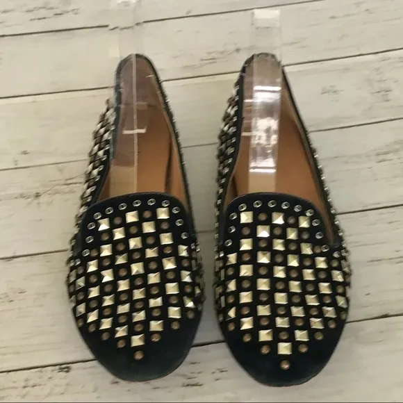 J. Crew Studded Black Suede Flats