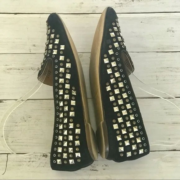 J. Crew Studded Black Suede Flats