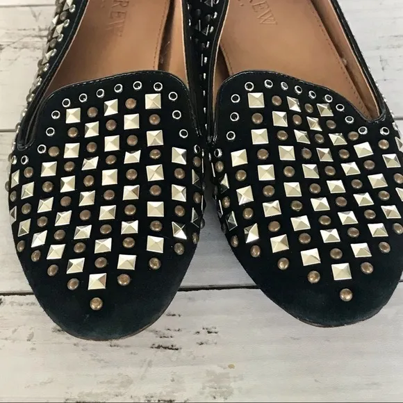 J. Crew Studded Black Suede Flats