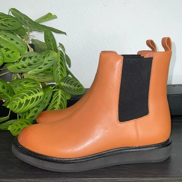 J. Crew Tan Leather Chelsea Boots