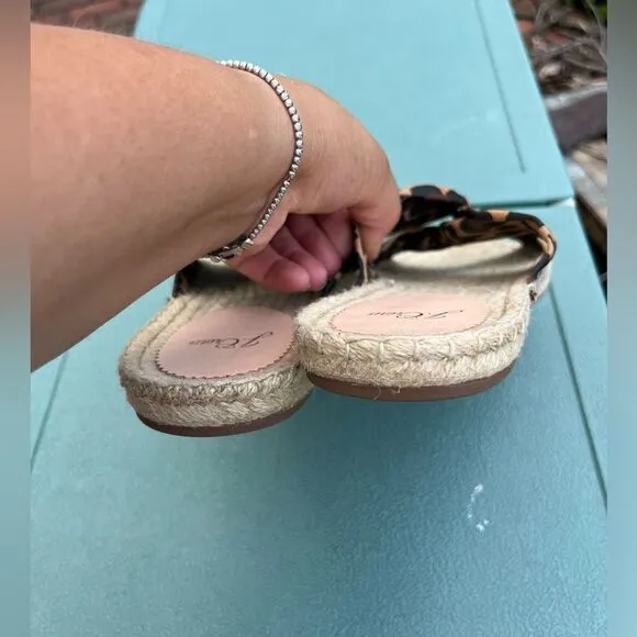 J Crew Twisted Knot Espadrille Sandals in Leopard Canvas NWT