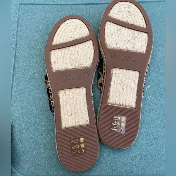 J Crew Twisted Knot Espadrille Sandals in Leopard Canvas NWT