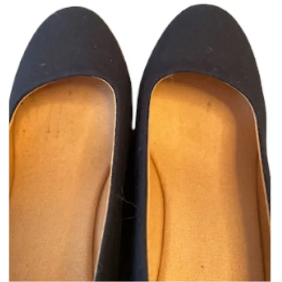 J Crew Women's 7.5 Navy Blue Canvas Espadrilles Wedge Heels Shoes Slip On