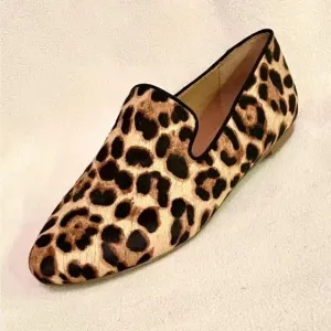 J Crew Women’s Leopard Calf Hair Loafer Flats Black/Tan Size 7.5