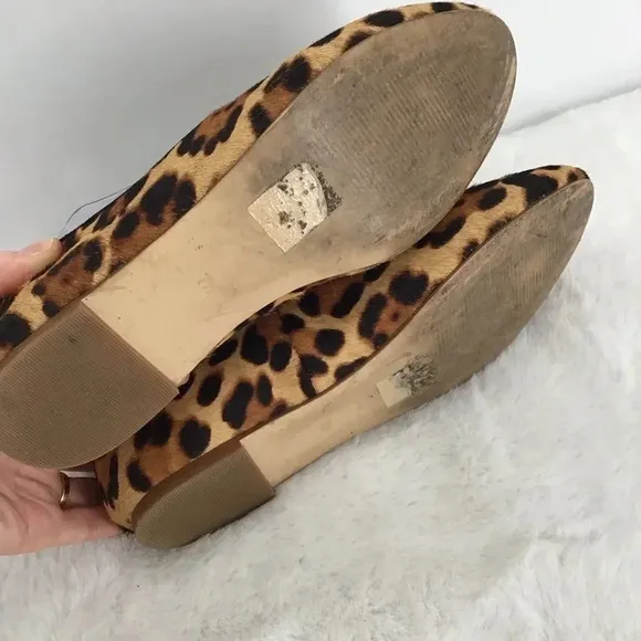 J Crew Women’s Leopard Calf Hair Loafer Flats Black/Tan Size 7.5