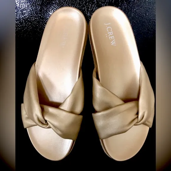 J. Crew's Factory Golden Cross-Strap Sandals Sz 9