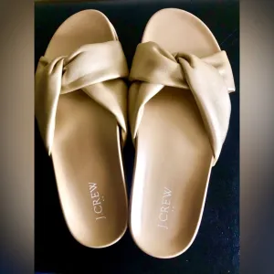 J. Crew's Factory Golden Cross-Strap Sandals Sz 9