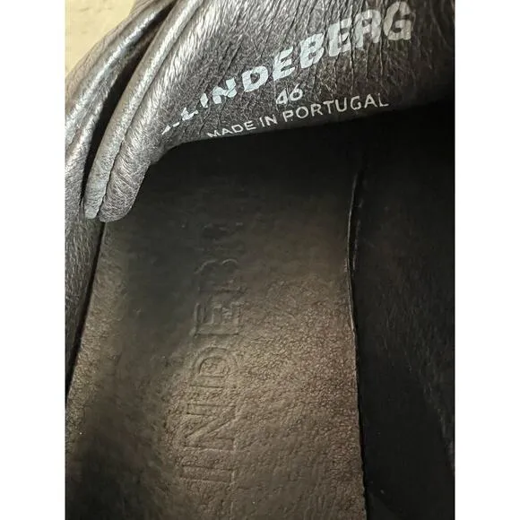 J. Lindeberg Leather Low Top Sneakers Mens Size 46 Black Tan US 13