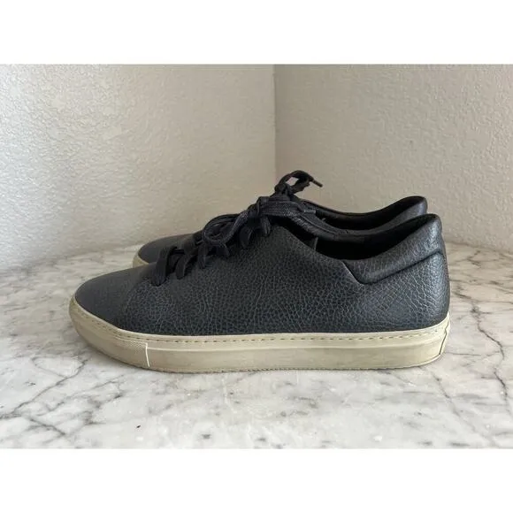 J. Lindeberg Leather Low Top Sneakers Mens Size 46 Black Tan US 13