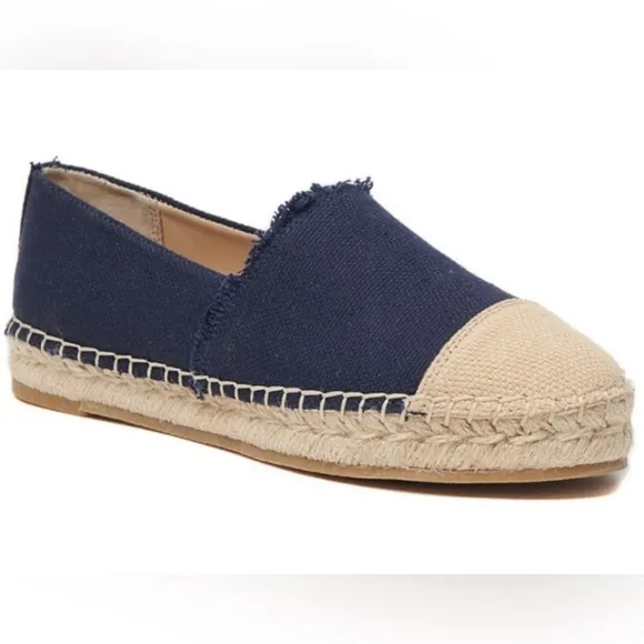 J. McLaughlin Redding Navy Canvas Espadrilles.