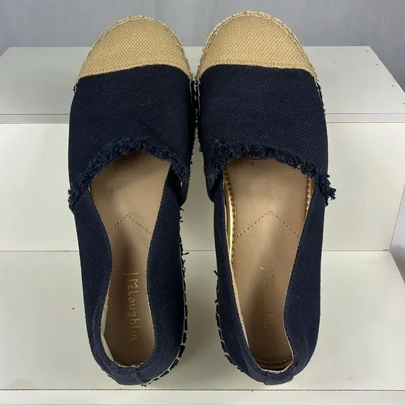 J. McLaughlin Redding Navy Canvas Espadrilles.