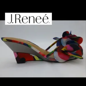 J. Renee Colorful Davan Floral Reflective Wedged Sandals
