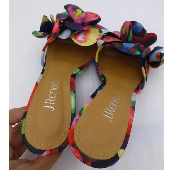 J. Renee Colorful Davan Floral Reflective Wedged Sandals