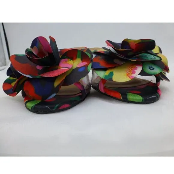 J. Renee Colorful Davan Floral Reflective Wedged Sandals