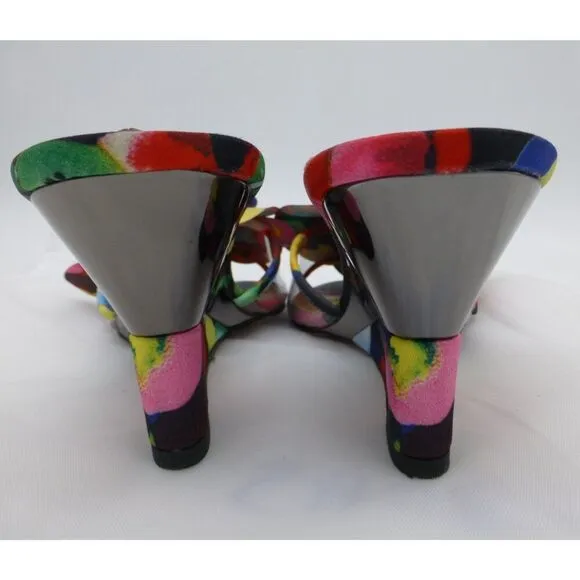 J. Renee Colorful Davan Floral Reflective Wedged Sandals