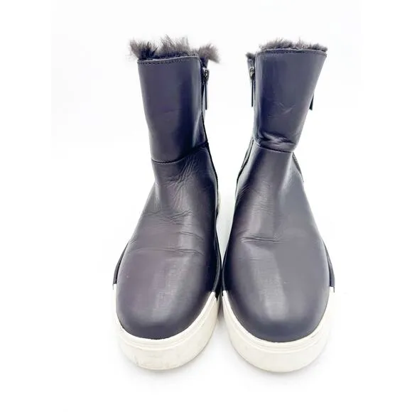 J Slides Fur Lined Leather Hi Top Platform Boots Sneakers  Size 7.5