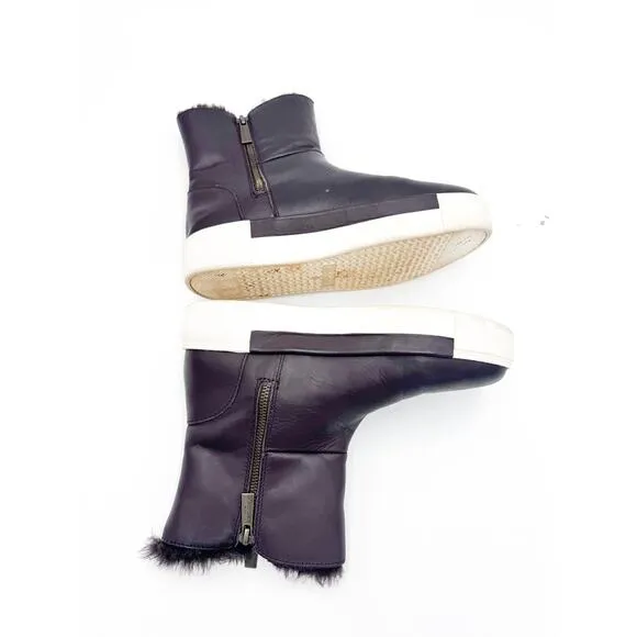 J Slides Fur Lined Leather Hi Top Platform Boots Sneakers  Size 7.5