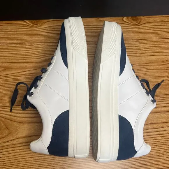 J Slides NYC White Navy Leather Suede Gabbie Platform Sneakers Womens 9