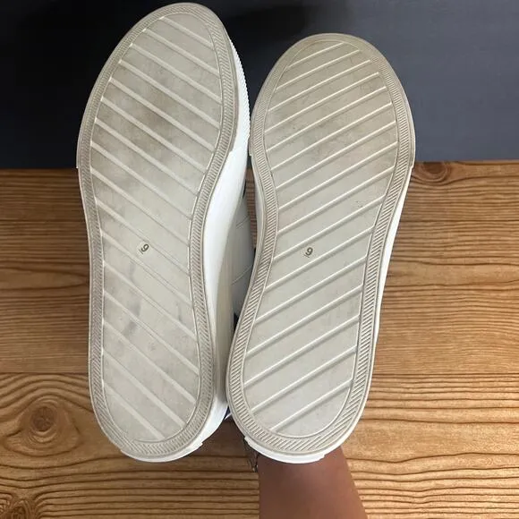 J Slides NYC White Navy Leather Suede Gabbie Platform Sneakers Womens 9