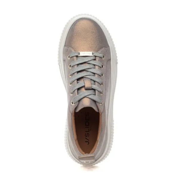J Slides West Metalic Leather Lace Up Sneakers size 8