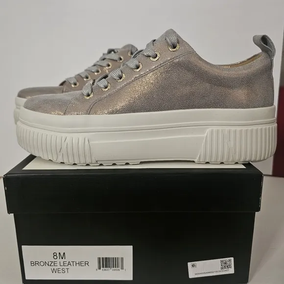 J Slides West Metalic Leather Lace Up Sneakers size 8