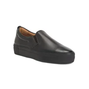 JACK ERWIN Black Handmade In Portugal Leather Evie Slip On Sneakers