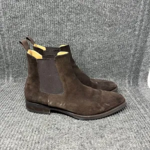 Jack Erwin Ellis Chelsea Boots Suede Full Grain Leather Brown Mens Size 9.5 US