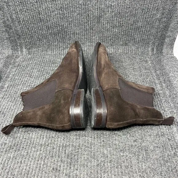 Jack Erwin Ellis Chelsea Boots Suede Full Grain Leather Brown Mens Size 9.5 US