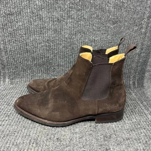 Jack Erwin Ellis Chelsea Boots Suede Full Grain Leather Brown Mens Size 9.5 US