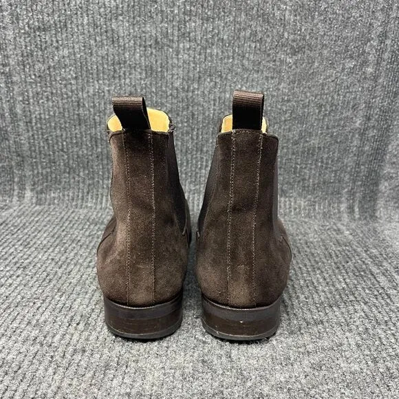 Jack Erwin Ellis Chelsea Boots Suede Full Grain Leather Brown Mens Size 9.5 US