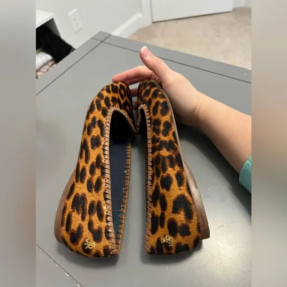 Jack Rogers Brown and Black Leopard Print Calf Hair Almond Toe Flats