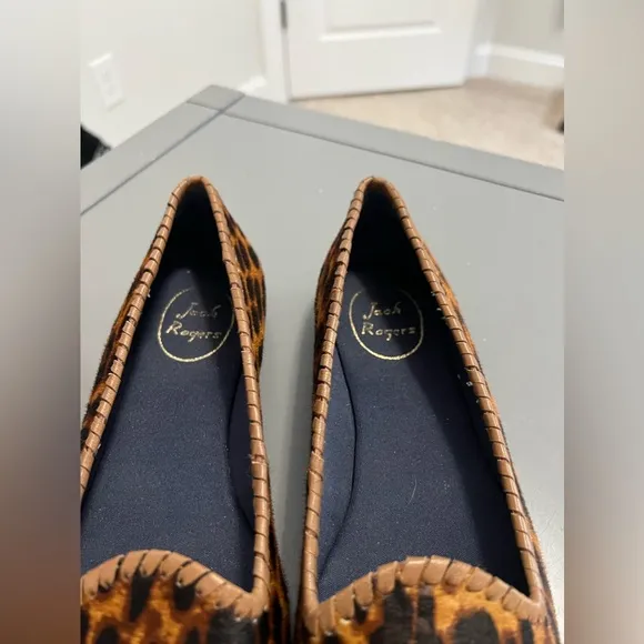 Jack Rogers Brown and Black Leopard Print Calf Hair Almond Toe Flats