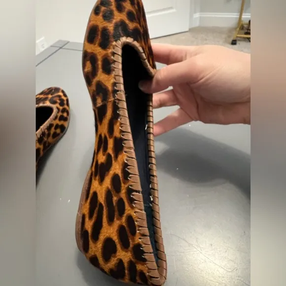 Jack Rogers Brown and Black Leopard Print Calf Hair Almond Toe Flats
