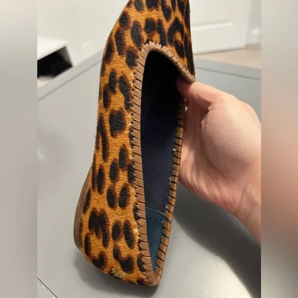 Jack Rogers Brown and Black Leopard Print Calf Hair Almond Toe Flats