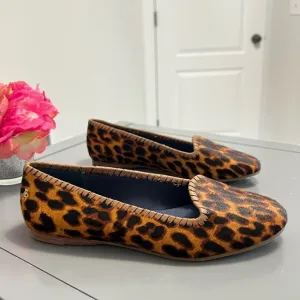Jack Rogers Brown and Black Leopard Print Calf Hair Almond Toe Flats