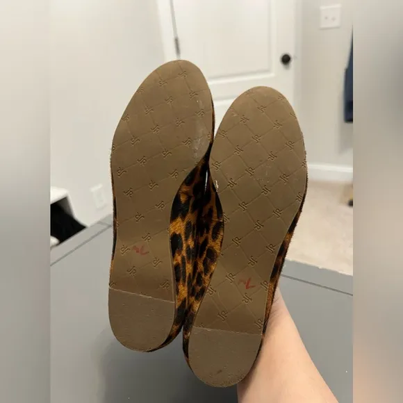 Jack Rogers Brown and Black Leopard Print Calf Hair Almond Toe Flats